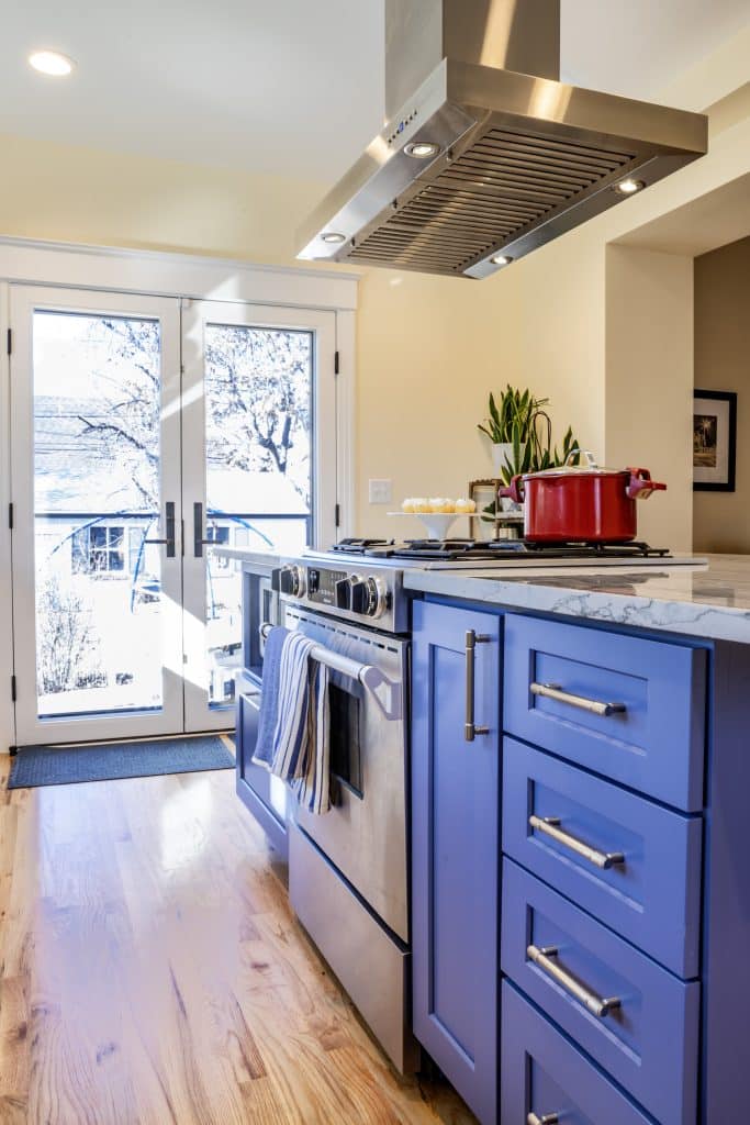 New kitchen after 3-story home addition on S Logan St, Denver Wash Park