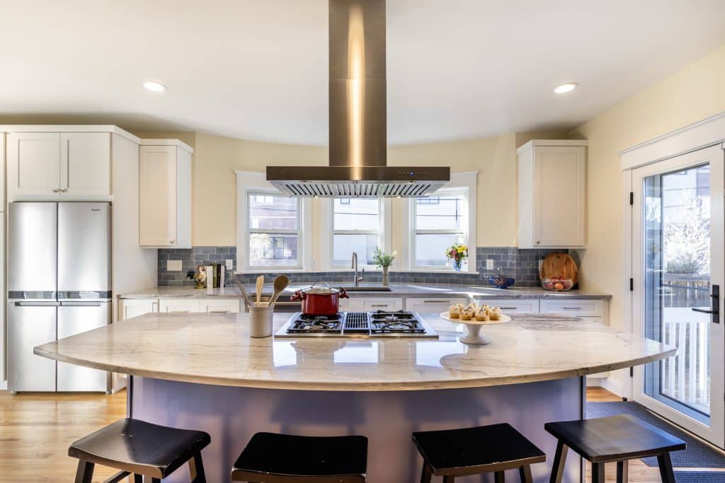 After the whole-house structural remodel, the new kitchen is incredibly spacious