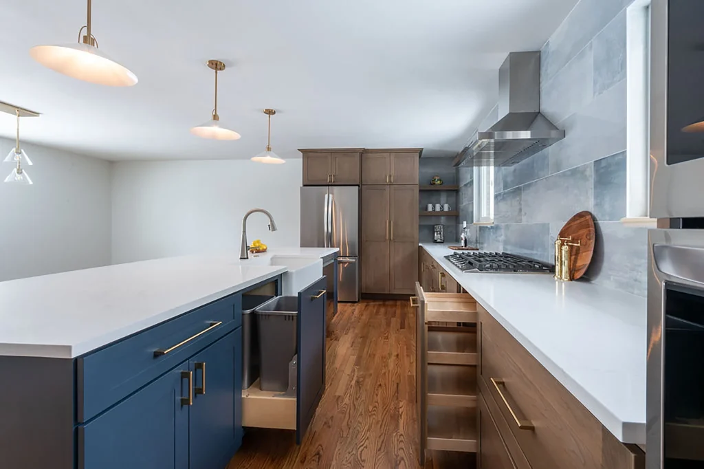 After the remodel, highlighting the new modern cabinets