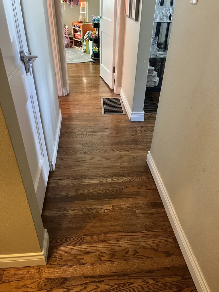 The old hallway looks into the child's room.