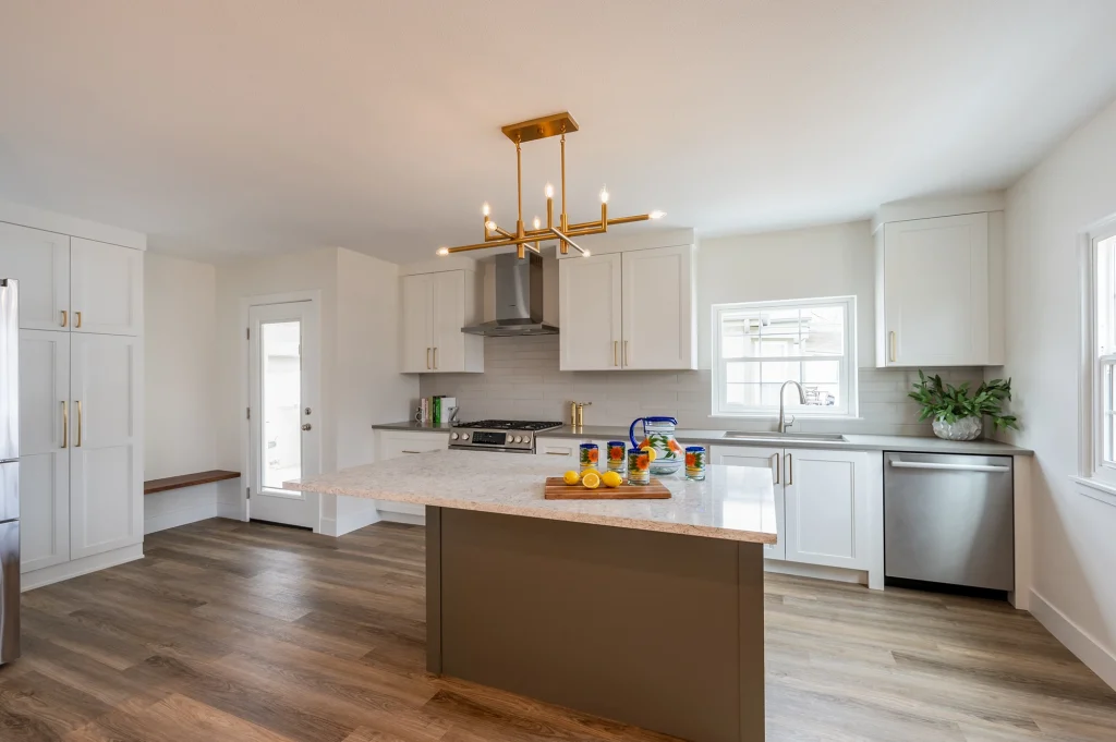 After the structural remodel, a stunning new open kitchen